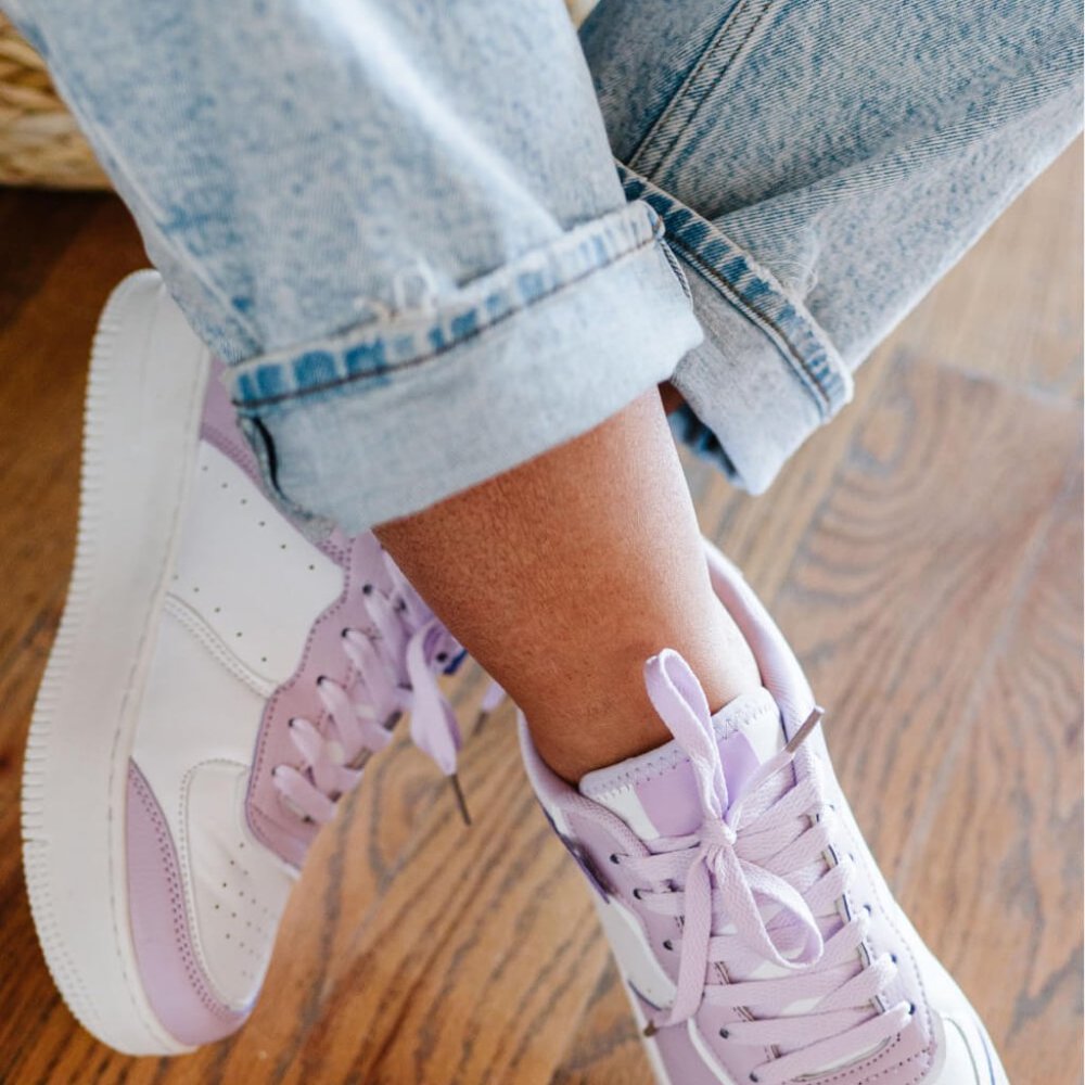 Berness Mile a Minute Platform Sneakers in White and Purple - Picture 2 of 5